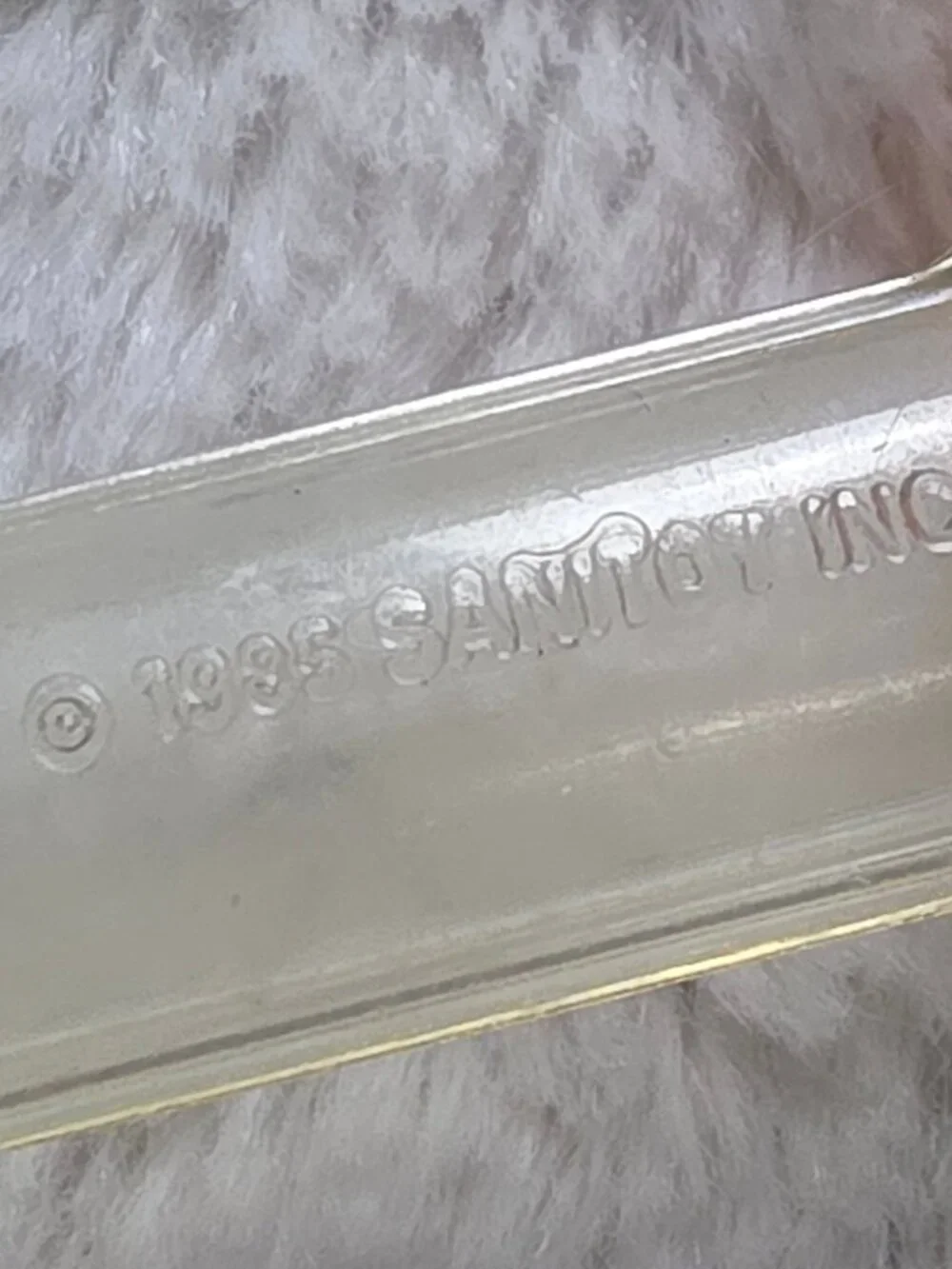 Vintage 1985 Sanitoy Clear Safety Pin Baby Rattle Retro 80s Nursery Toy Prop
